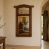 Handcrafted Wooden Wall Mirror with Shelf 46 Inch | Rustic Carved Decorative Wall Mirror