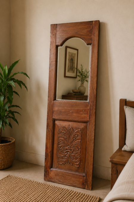 Rustic Wooden Wall Mirror with Handcrafted Reclaimed Wood Frame
