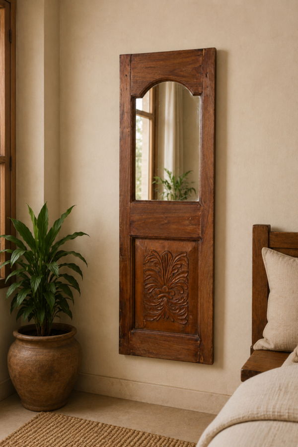 Rustic Wooden Wall Mirror with Handcrafted Reclaimed Wood Frame1