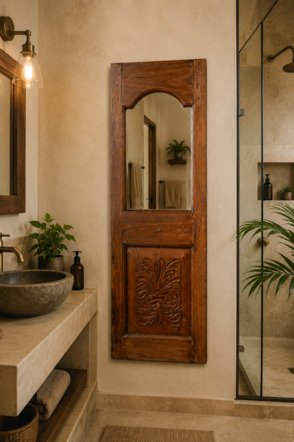 Rustic Wooden Wall Mirror with Handcrafted Reclaimed Wood Frame2