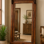 Full Length Wooden Floor Mirror with Handcrafted Rustic Solid Wood Frame