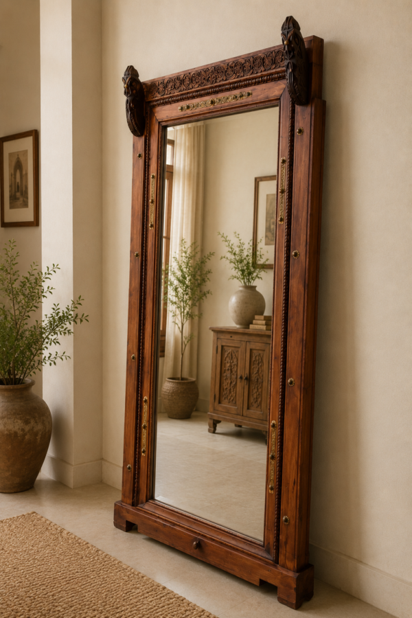 Full Length Wooden Floor Mirror with Handcrafted Rustic Solid Wood Frame1