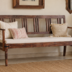 Rustic Solid Wood Bench with Backrest | Handcrafted Farmhouse Seating Bench