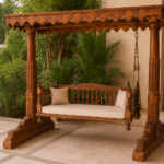 Handcrafted Wooden Garden Swing with Canopy