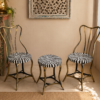Vintage Iron Bistro Chair & Table Set – Antique Brass with Zebra Pattern Top (3-Piece)