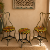 Vintage Iron Bistro Chair & Table Set – Tiger Print Hand-Painted Garden Furniture (3-Piece)