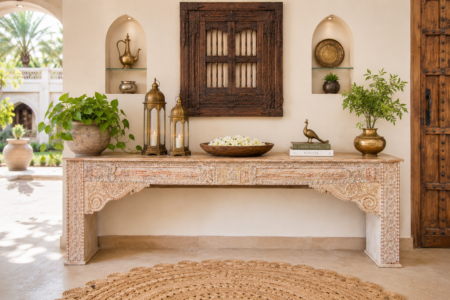 Carved Wooden Console Table