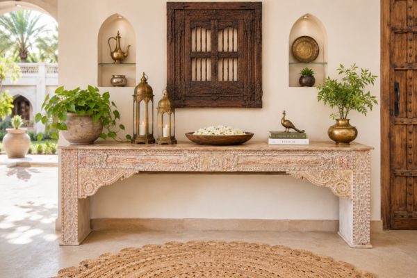 Carved Wooden Console Table