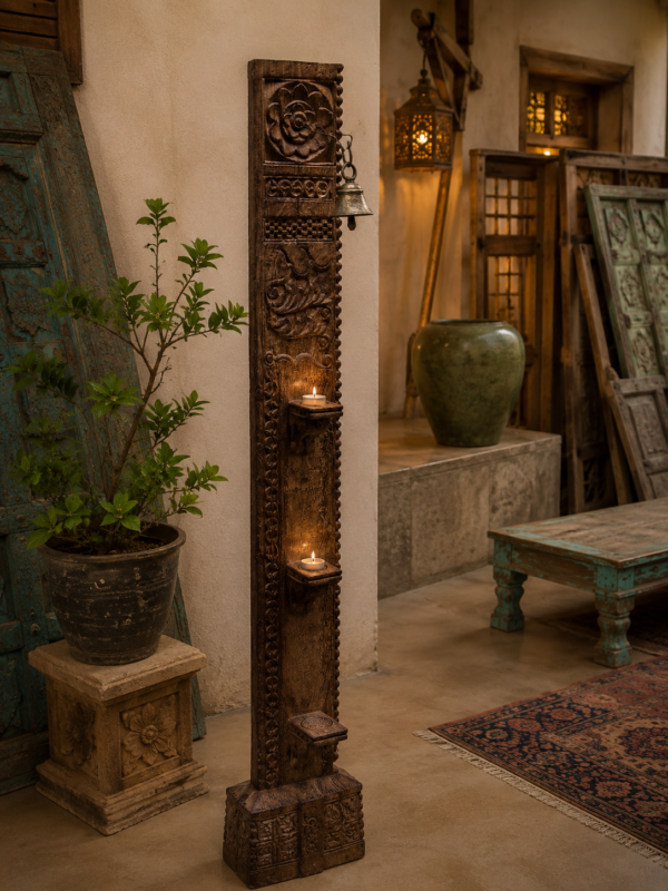 Wooden Floor Candle Holder