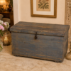 Vintage Blue Wooden Storage Trunk / Blanket Chest1