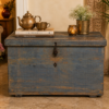 Vintage Blue Wooden Storage Trunk / Blanket Chest3