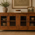 Wooden Glass Door Sideboard Cabinet