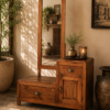 Handcrafted Solid Wood Dressing Table with Mirror, Drawer and Storage Cabinet for Bedroom1