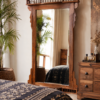 Antique Wooden Full Length Mirror handcrafted from reclaimed solid wood with rustic vintage carved frame for bedroom and hallway décor.1