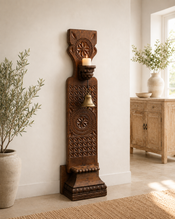 Handcrafted Wooden Wall Sconce with Candle Holder5