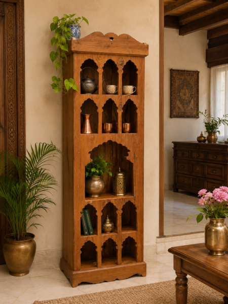 Handcrafted Wooden Carved Display Cabinet with Arched Niches- collectible vintage3