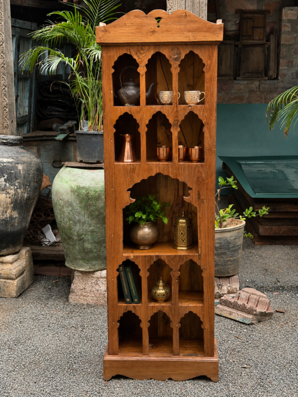 Handcrafted Wooden Carved Display Cabinet with Arched Niches- collectible vintage2