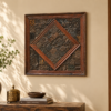 2x2 feet handcrafted wooden wall art with intricate vintage carved patterns and rustic wooden frame-Collectible vintage-1