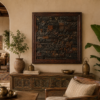 Handcrafted 3x3 feet wooden wall art with intricate vintage carved patterns and rustic frame -COLLECTIBLE VINTAGE1