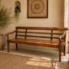 Handcrafted wooden bench with traditional design and turned wooden legs-collectible vintage-2