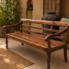 Handcrafted wooden bench with traditional design and turned wooden legs-collectible vintage-3
