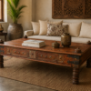 Wooden Coffee Table – Stunning Handcrafted Rustic Center Table-collectible vintage-1
