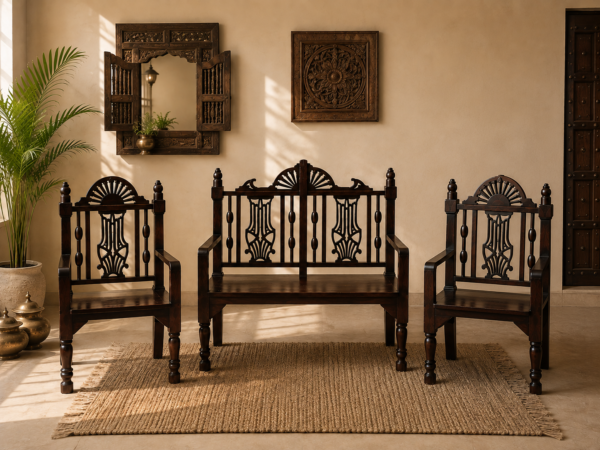 Wooden Bench & Chair Set-COLLECTIBLE VINTAGE3