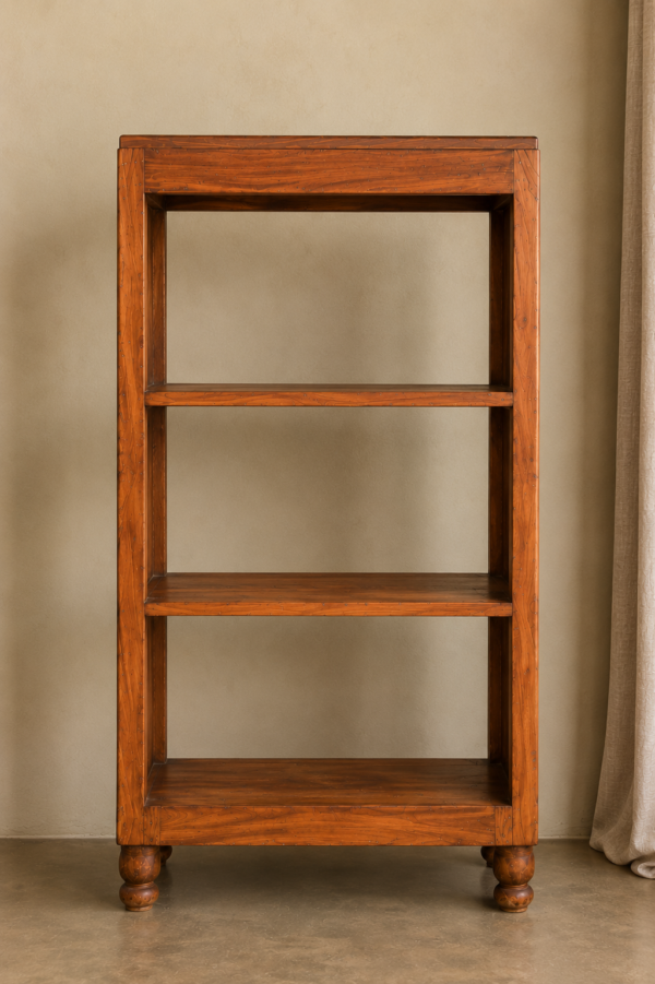 Antique Wooden Bookshelf | Rustic Handcrafted Storage Shelf-collectible vintage2