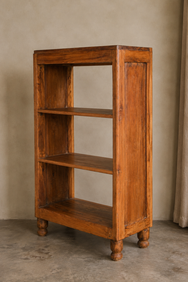Antique Wooden Bookshelf | Rustic Handcrafted Storage Shelf-collectible vintage3