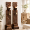 Handcrafted Wooden Wall Sconce with Candle Holder