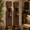 Handcrafted Wooden Wall Sconce with Candle Holder1