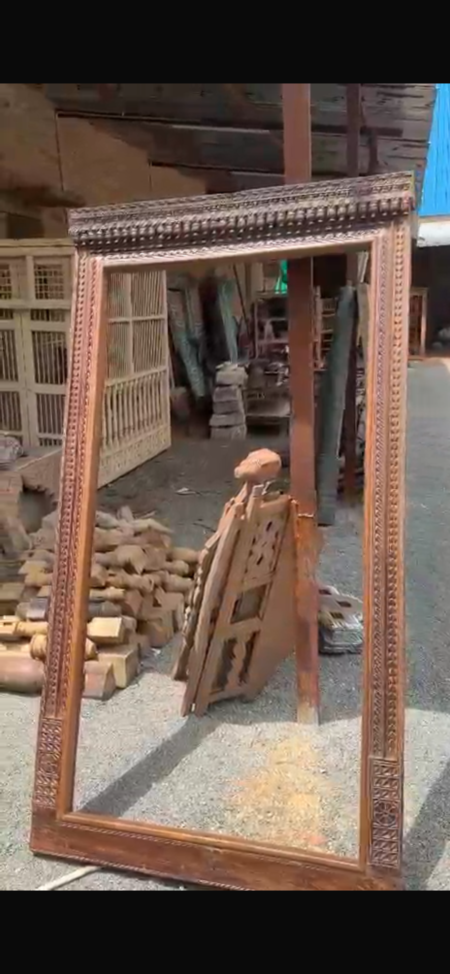 Antique teakwood mirror