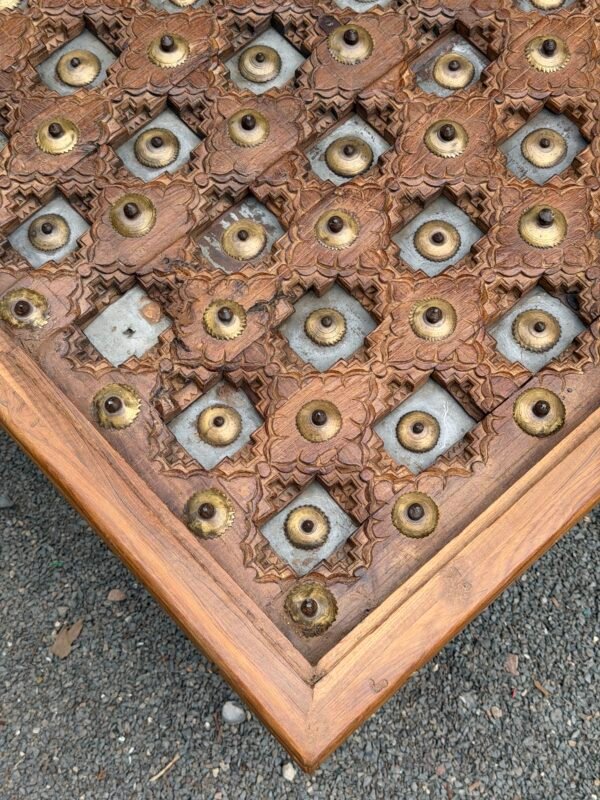 Handcrafted Wooden Glass Top Coffee Table – 61 x 31 x 18 Inches-collectible vintage00