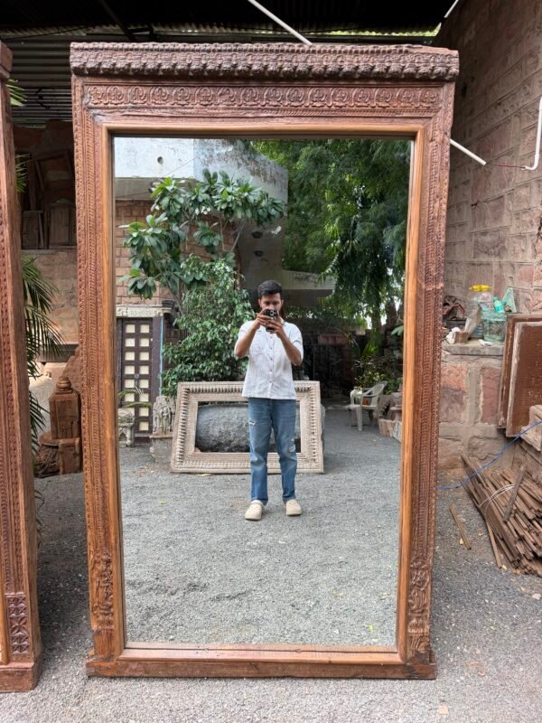 Vintage Handcrafted Wooden Carved Mirror-collectible vintage-4