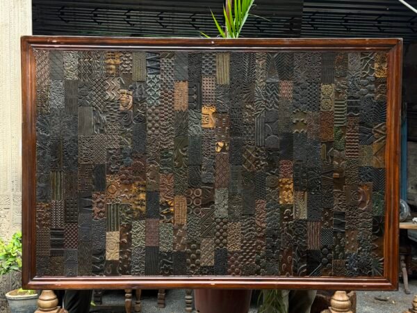 Handcrafted carved wooden wall panel with intricate rustic heritage patterns - COLLECTIBLE VINTAGE6