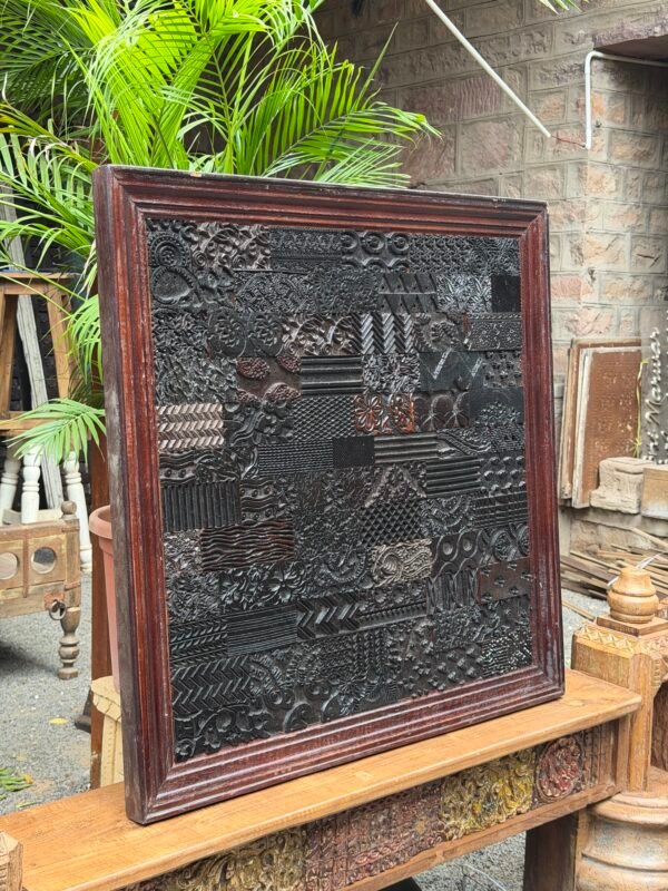 Handcrafted 3x3 feet wooden wall art with intricate vintage carved patterns and rustic frame -COLLECTIBLE VINTAGE3
